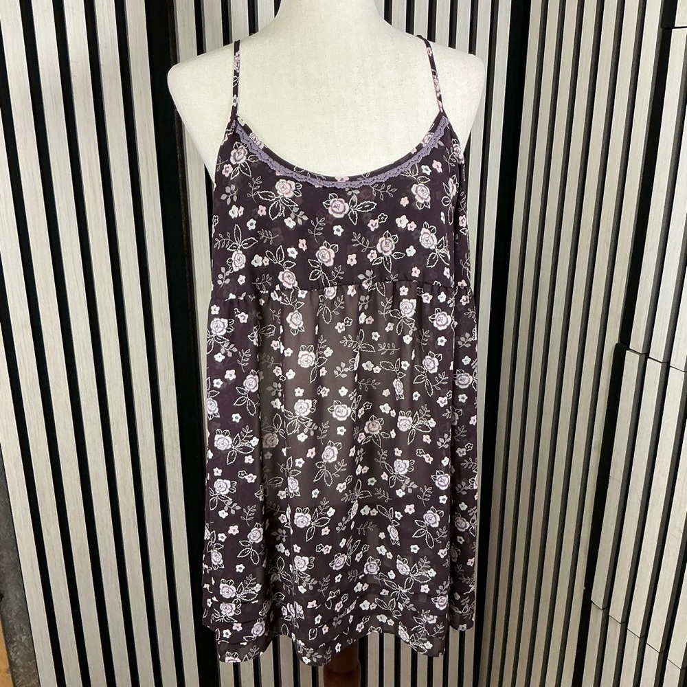 Victoria's Secret Purple Floral Chemise, Sz L